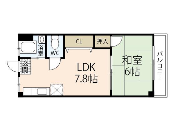 富士見ハイツ(1LDK/3階)の間取り写真