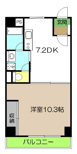 アスターハウス(1DK/2階)の間取り写真