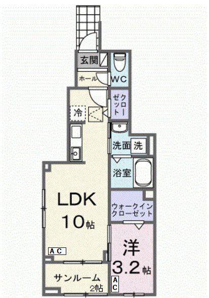 ソルジエンテ(1LDK/1階)の間取り写真