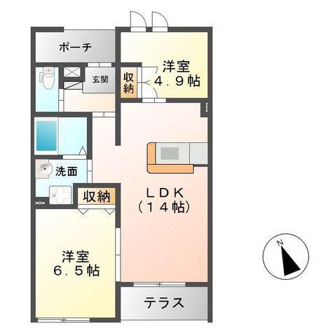 LA FONTE B(2LDK/1階)の間取り写真