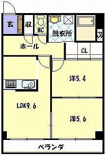 スカイコート出島(2LDK/4階)の間取り写真