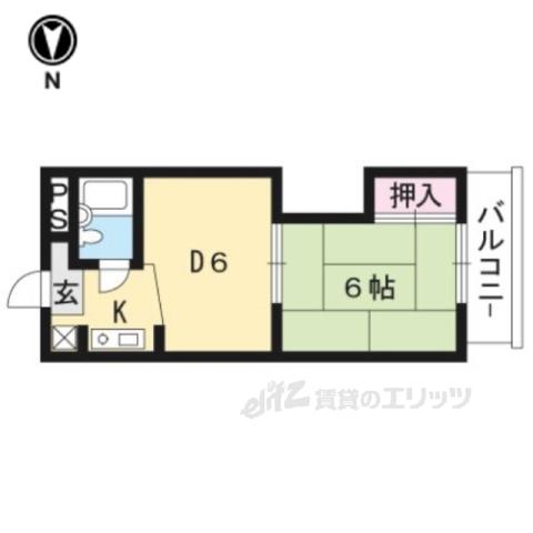 向島ビル(1DK/3階)の間取り写真