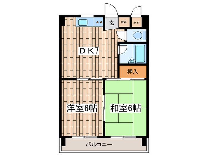 第7笠原ビル(2DK/2階)の間取り写真