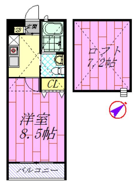 シャトーグレイス(1SK/2階)の間取り写真