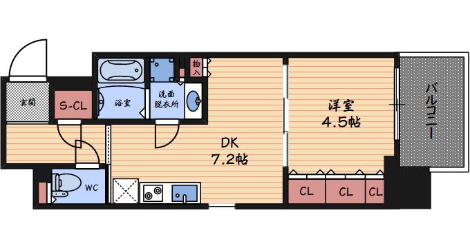 ザ・パークハビオ堂島(1DK/15階)の間取り写真