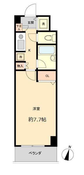 CITY SPIRE国分寺(1K/2階)の間取り写真
