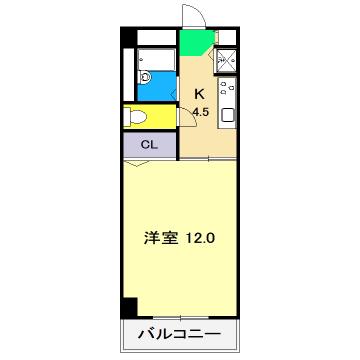 PRINCIPIO(1K/1階)の間取り写真