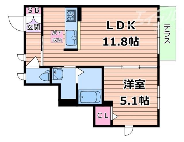 ライフステージ千里丘I(1LDK/2階)の間取り写真