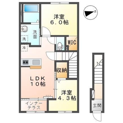 リョウエン(2LDK/2階)の間取り写真