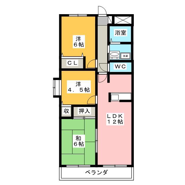 フローラ(3LDK/4階)の間取り写真