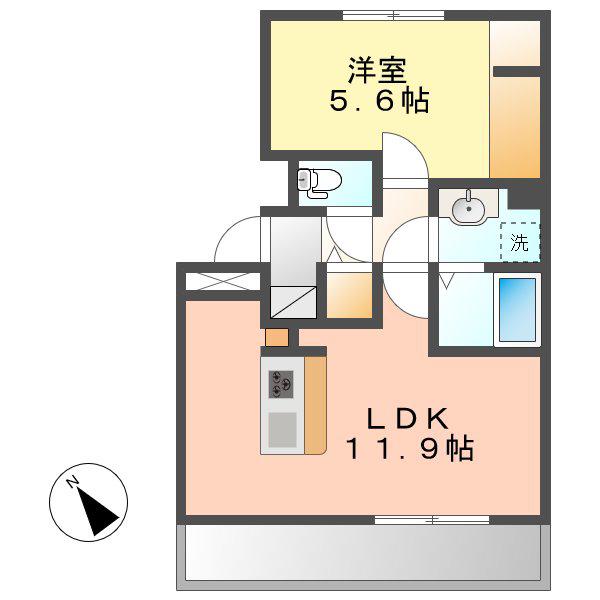 ウイングS III(1LDK/1階)の間取り写真