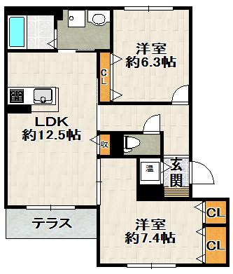 オーキッドガーデン(2LDK/2階)の間取り写真