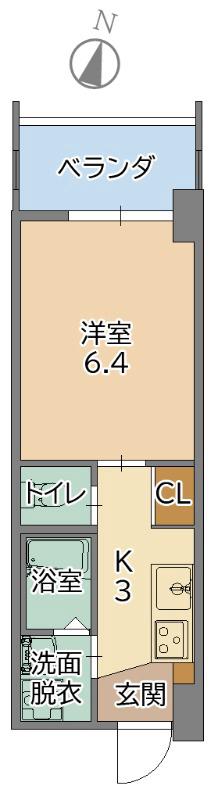 トーマス石川(1K/4階)の間取り写真
