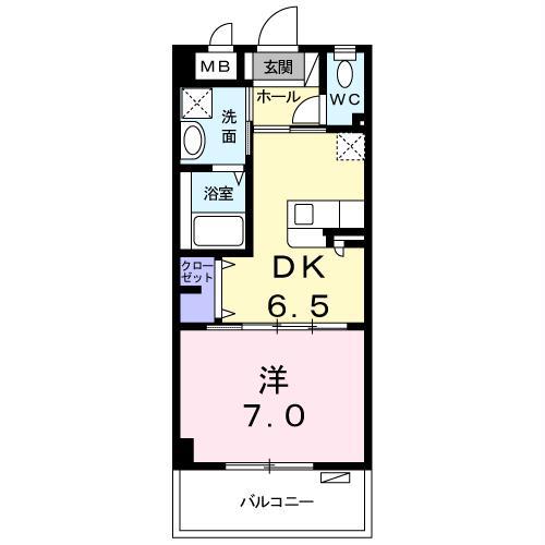 キャッスル エイト(1DK/1階)の間取り写真
