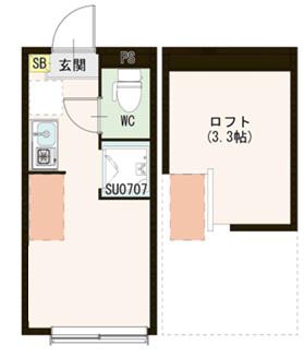 ガジョーニ(ワンルーム/1階)の間取り写真