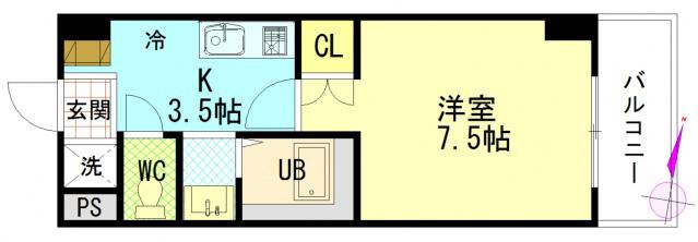 アトラクティブハイム(1K/5階)の間取り写真