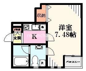 Aレガート桜木町(1K/4階)の間取り写真