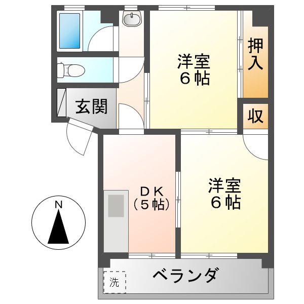 各務原ハイツ(2DK/3階)の間取り写真