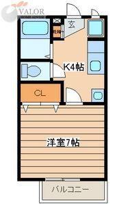 エクレール(1K/2階)の間取り写真