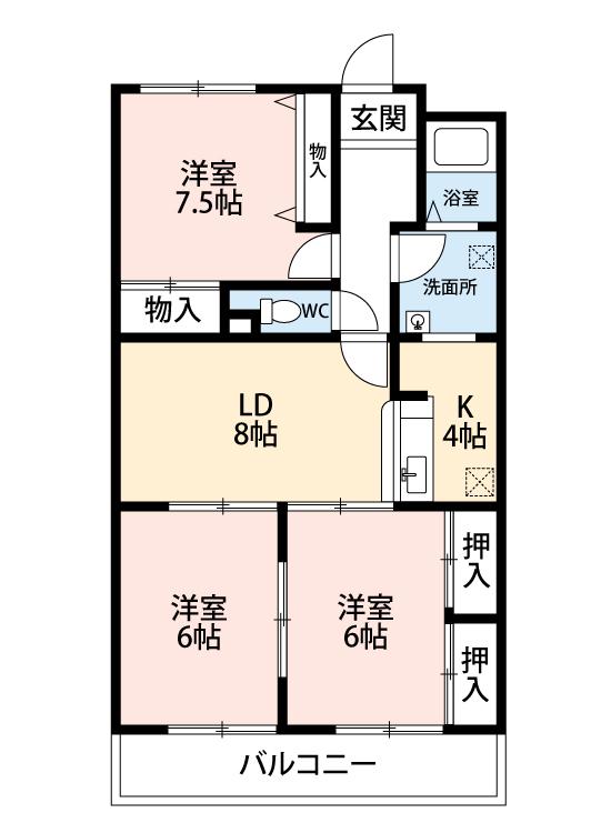 リアン久米(3LDK/3階)の間取り写真