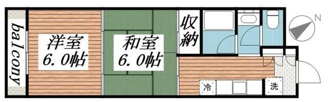 ジュネパレス相模原第01(2K/4階)の間取り写真