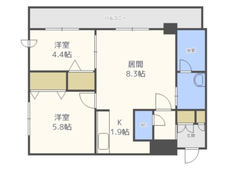 SーFORT豊平三条(2LDK/8階)の間取り写真