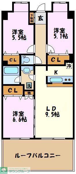 プルミエールセンター南(3LDK/3階)の間取り写真