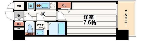 プレサンス松屋町駅前デュオ(1K/8階)の間取り写真