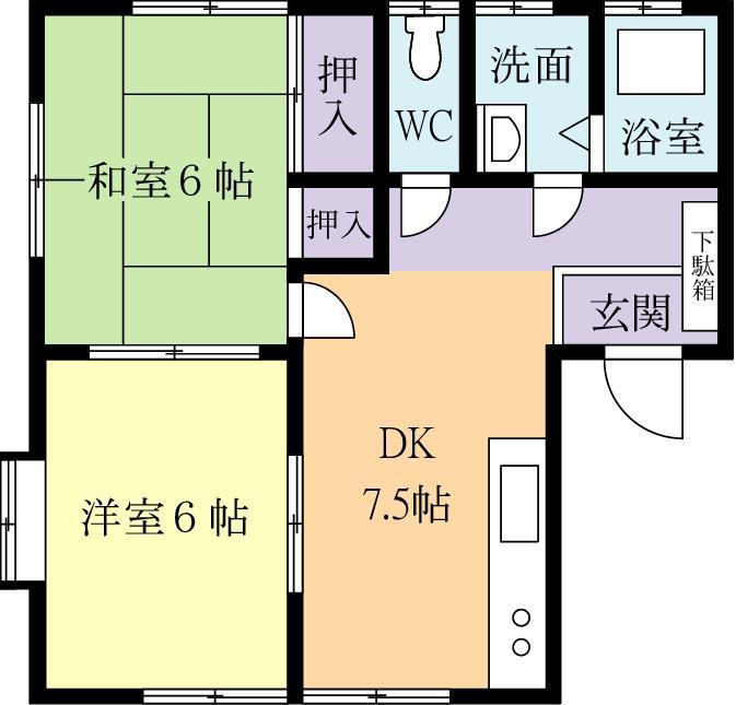 レジデンシャルサクセス(2DK/2階)の間取り写真
