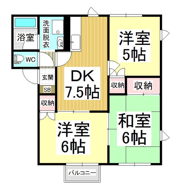 カンパーニュ寿C(3DK/2階)の間取り写真