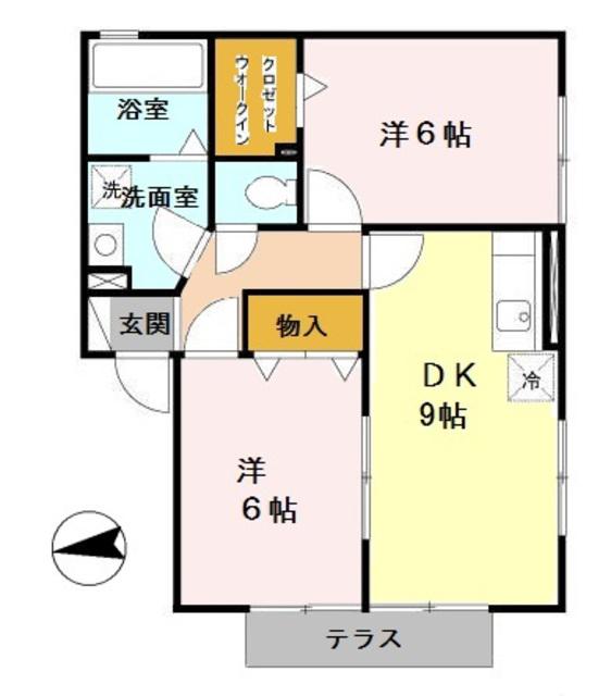 モンソレイユ(2DK/1階)の間取り写真