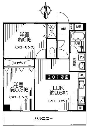K・Kハイム(2LDK/2階)の間取り写真