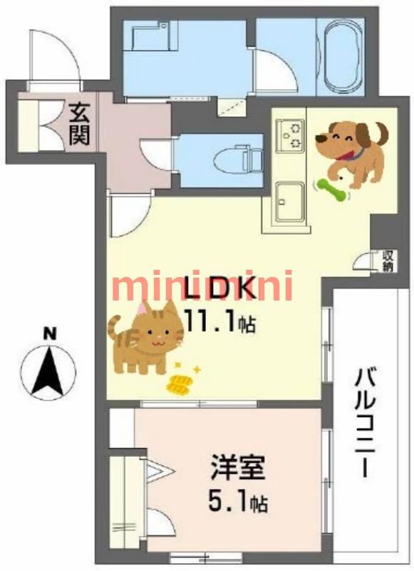 ティーエヌ伍番館(1LDK/3階)の間取り写真