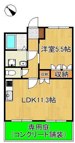 花みずき(1LDK/1階)の間取り写真