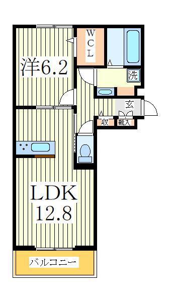 FERRO PALAZZO D棟(1LDK/2階)の間取り写真