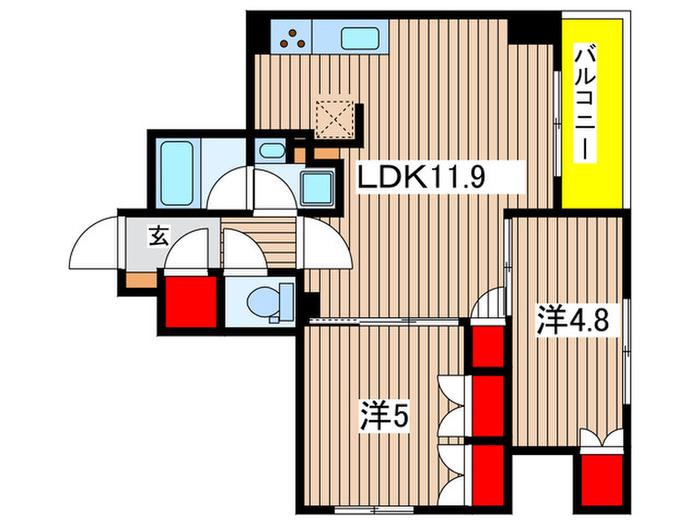 アスマチメゾン両国I(2LDK/3階)の間取り写真