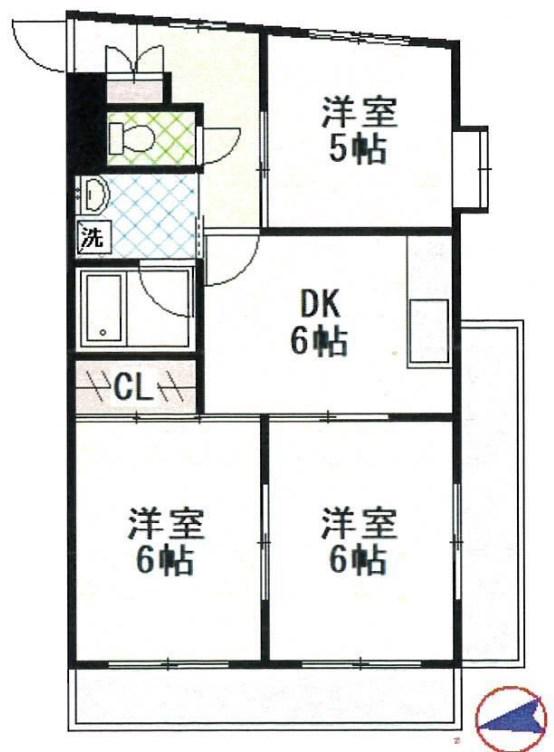 リトルパインプラザ(3DK/4階)の間取り写真