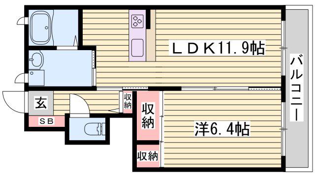 シャーメゾン八幡(1LDK/1階)の間取り写真