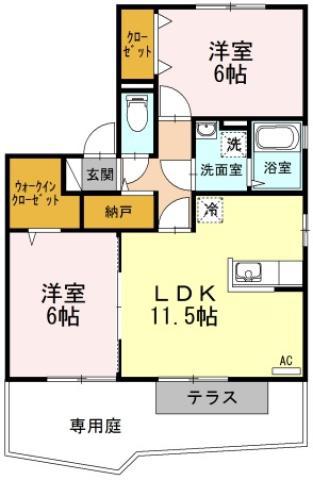 グラン・カネイ(2LDK/1階)の間取り写真