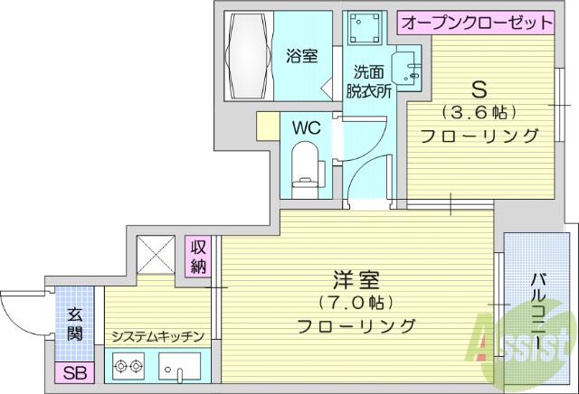 JR東北本線 南仙台駅 徒歩34分 3階建 築7年(1K/1階)の間取り写真