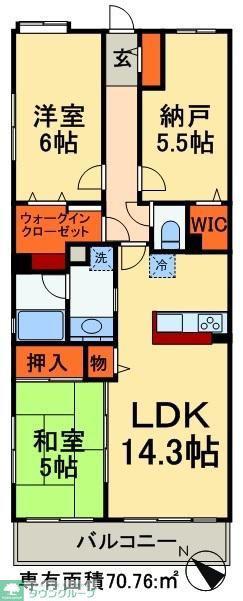 レジディア東松戸(2SLDK/3階)の間取り写真