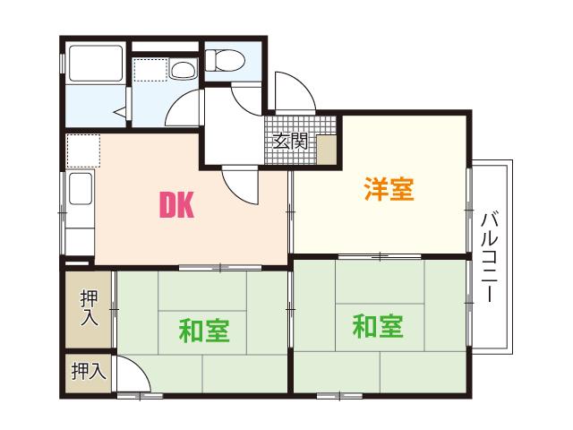 フレグランスおかもと(3DK/2階)の間取り写真