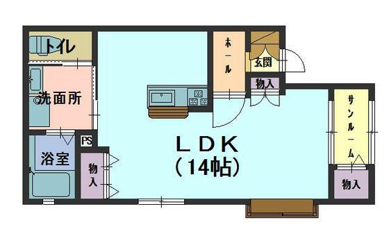 たんぽぽコーポ高松D(ワンルーム/2階)の間取り写真