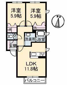 アヴァンセ(2LDK/2階)の間取り写真