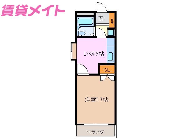 ワールドマンション(1DK/3階)の間取り写真