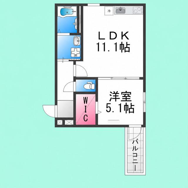 フジパレス堺大浜公園II番館(1LDK/2階)の間取り写真