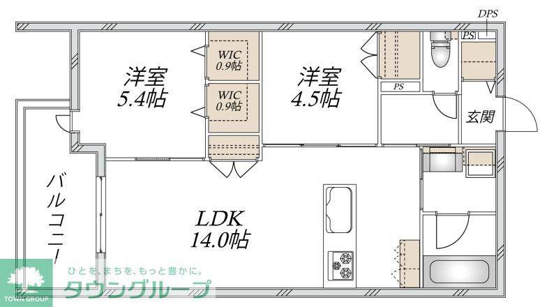 VESTA(2LDK/2階)の間取り写真