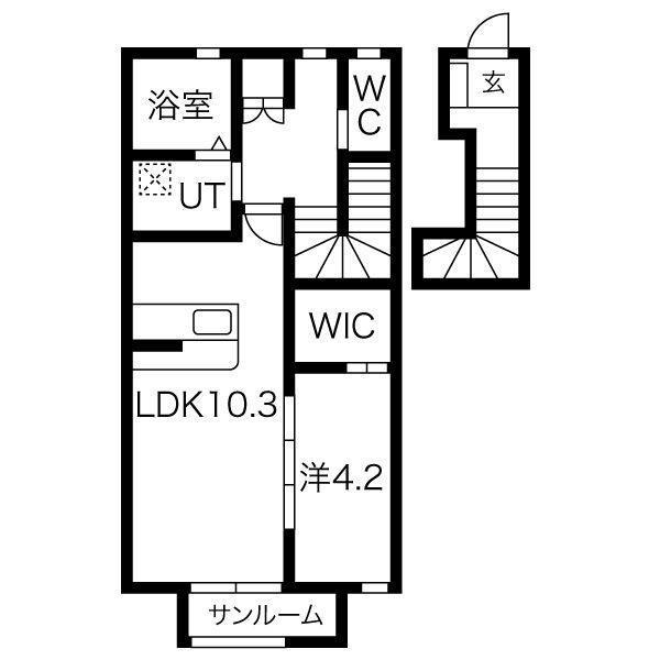 柏崎1丁目ハウス(1LDK/2階)の間取り写真