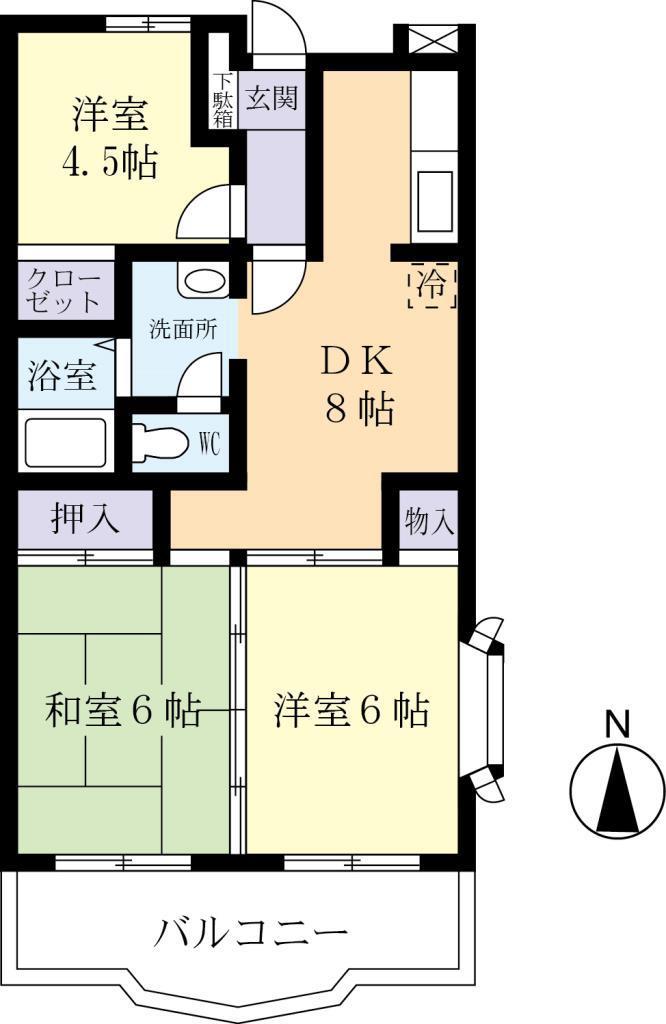 ロイヤルAK(3DK/1階)の間取り写真