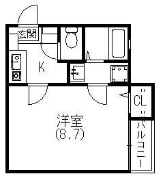 クレフラスト市野町(1K/2階)の間取り写真